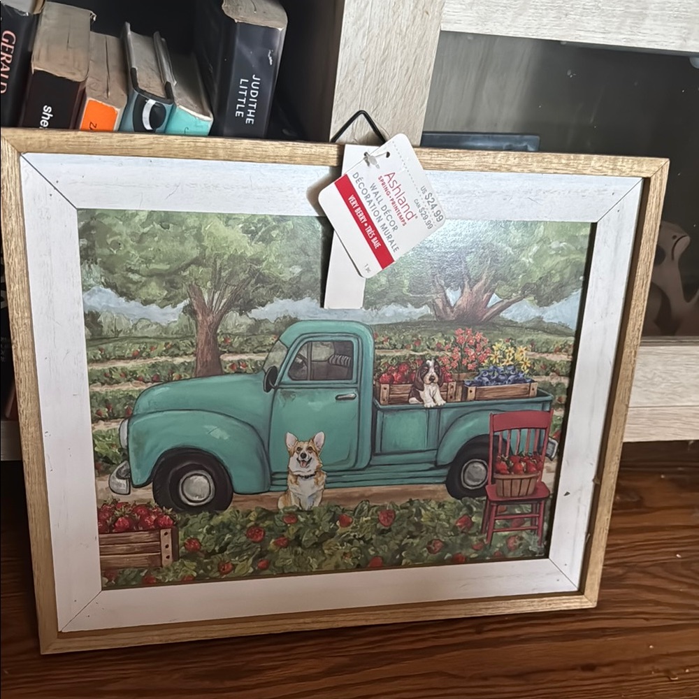 Ashland Framed Art with Teal Truck and Dog